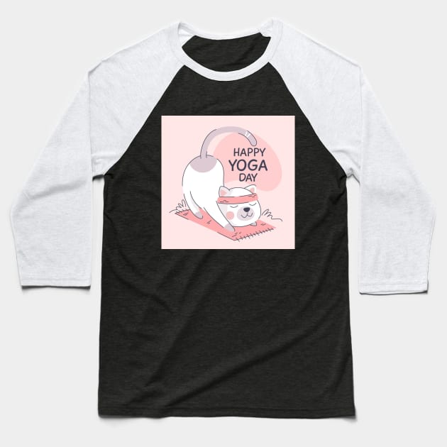 Cat doing yoga Baseball T-Shirt by TheDesigNook